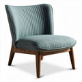 Fabric accent chair with ribbed design and wooden legs in teal 80 x 70 x 75cm