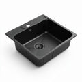 Black composite kitchen sink 45 x 45 x 20cm with single bowl design