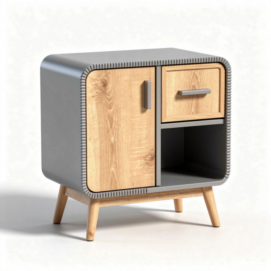 Modern nightstand with wood and metal finish dimensions 50 x 40 x 50cm