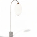 Floor lamp with ribbed glass shade and concrete base 170 x 30 x 30cm