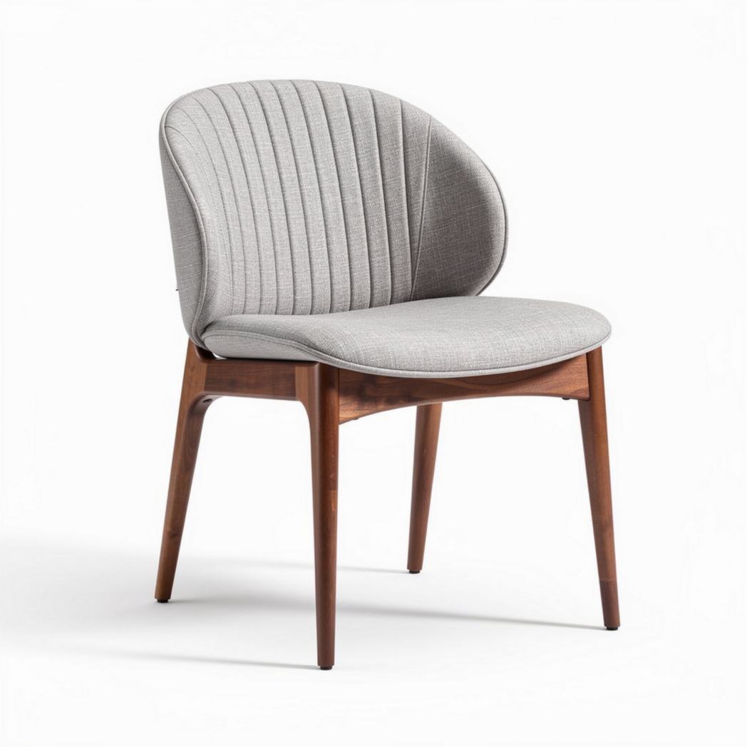 Fabric upholstered dining chair with wood legs and ergonomic design 50 x 50 x 80cm