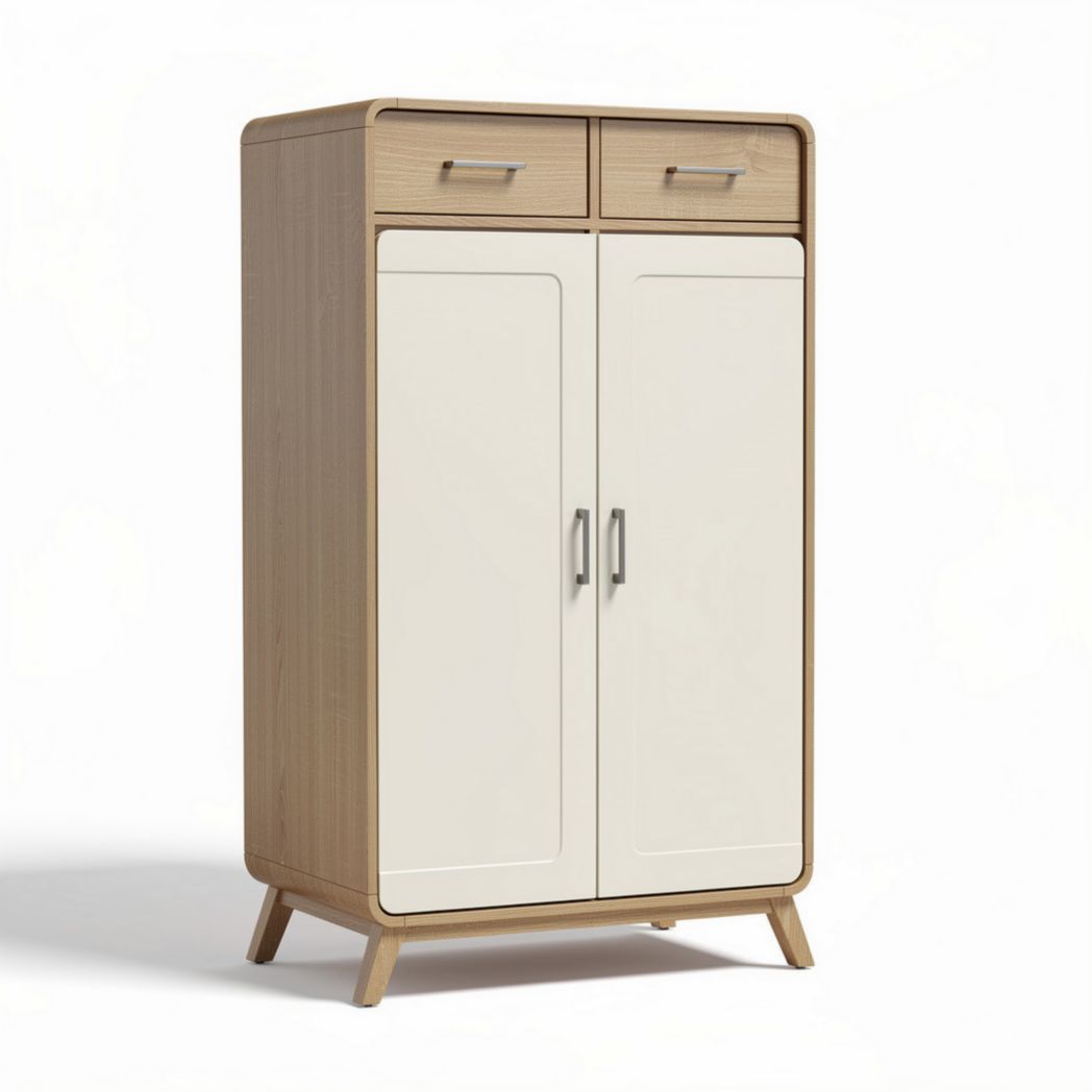Wooden storage cabinet with two doors and two drawers 80 x 40 x 120cm
